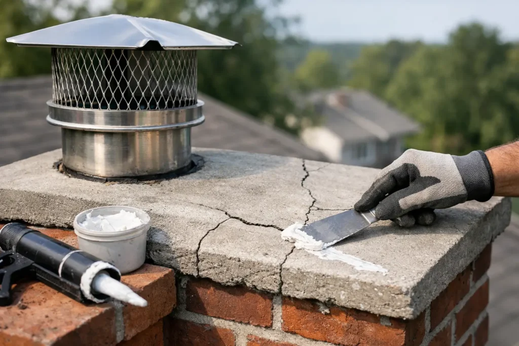 How to Fix Chimney Crown Cracks Before They Leak